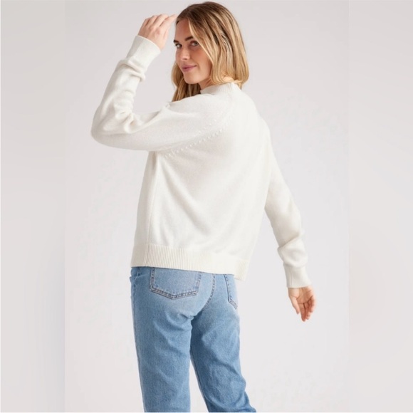 Quince 100% Organic Cotton Ivory Mock Neck Sweater Sz S - Picture 8 of 8